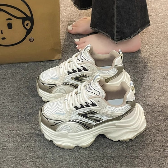 Damen Trendige Chunky Sneakers mit atmungsaktivem Mesh und starker Dämpfung R&B