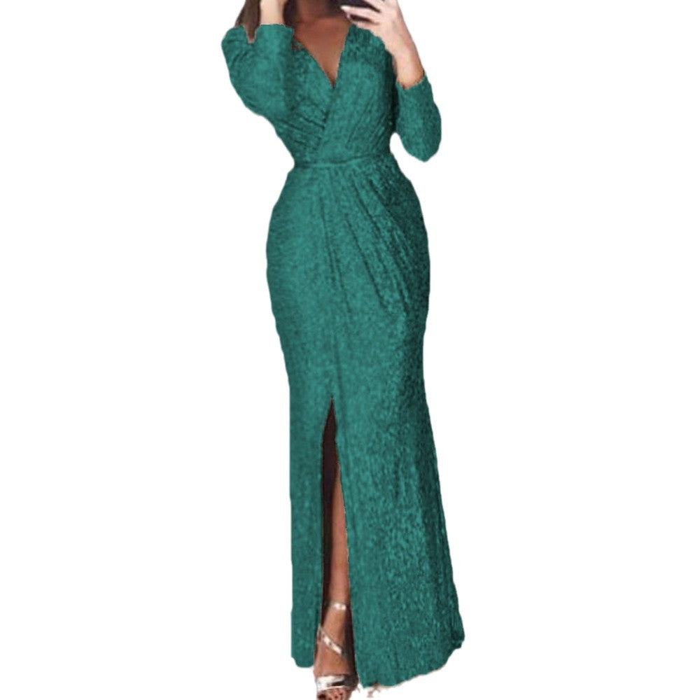 Damen Elegantes Wickelkleid mit Bein-Schlitz R&B