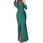 Damen Elegantes Wickelkleid mit Bein-Schlitz R&B