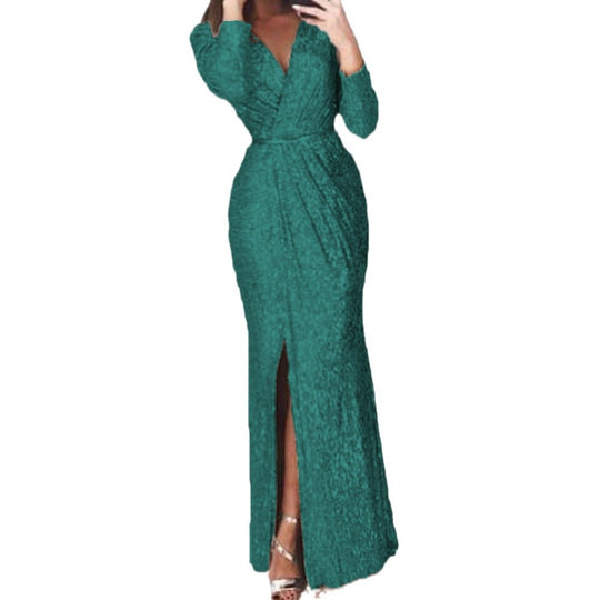 Damen Elegantes Wickelkleid mit Bein-Schlitz R&B