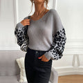Damen casual Pullover mit modischem Leopardenmuster und lockerer Passform R&B