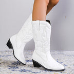 Damen Cowboy-Stiefel mit modischen Verzierungen und Blockabsatz R&B