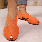Damen Komfortable Ballerinas mit dekorativem Kreuzbanddesign R&B