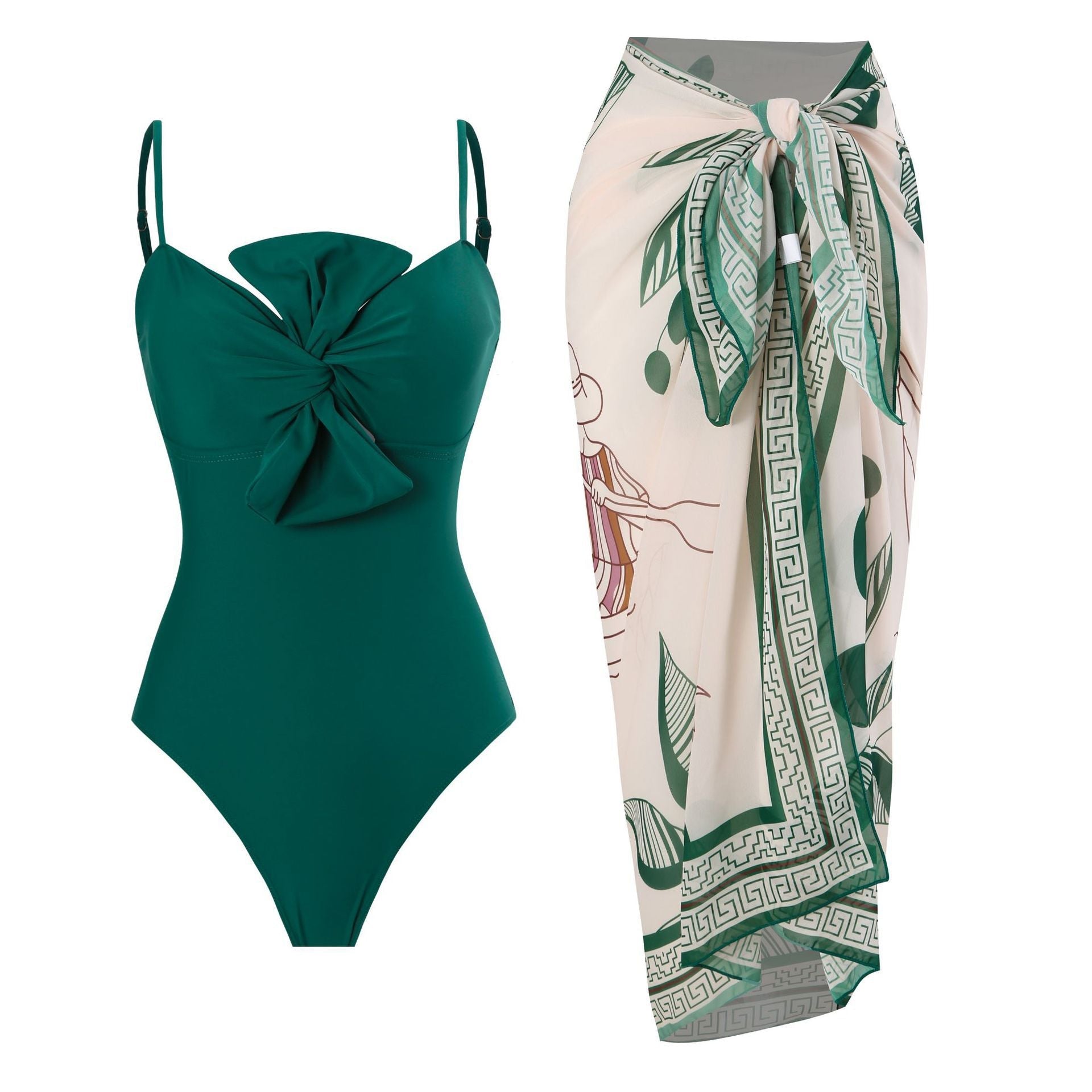 Damen Badeanzug mit elegantem Wickelrock R&B
