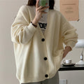 Damen Großer, bequemer Strickcardigan mit Knöpfen und Taschen
