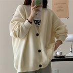 Damen Großer, bequemer Strickcardigan mit Knöpfen und Taschen