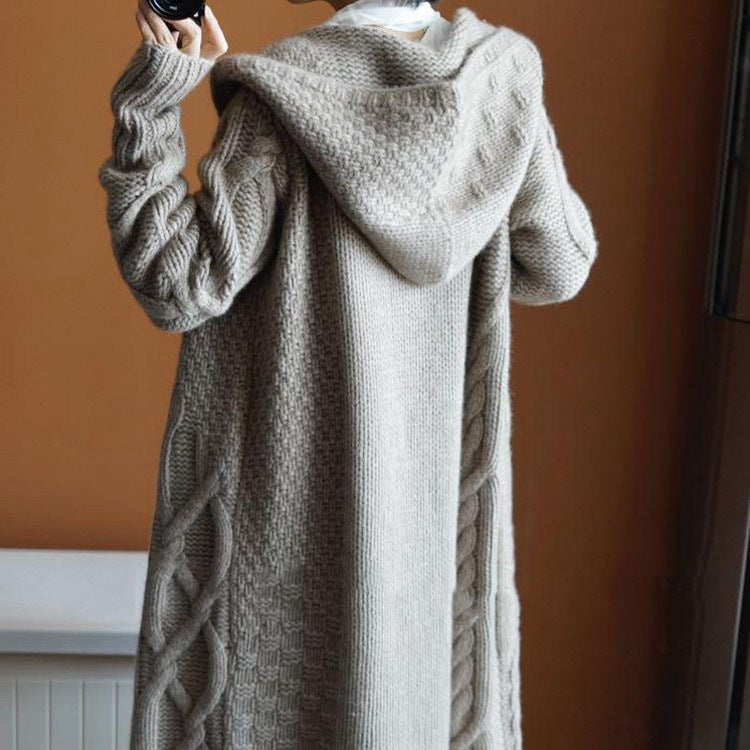 Damen Strickmantel mit vielseitigem Kapuzen-Design und komfortablem Schnitt R&B