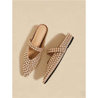 Damen elegante und glamouröse Mules mit Strassverzierungen R&B