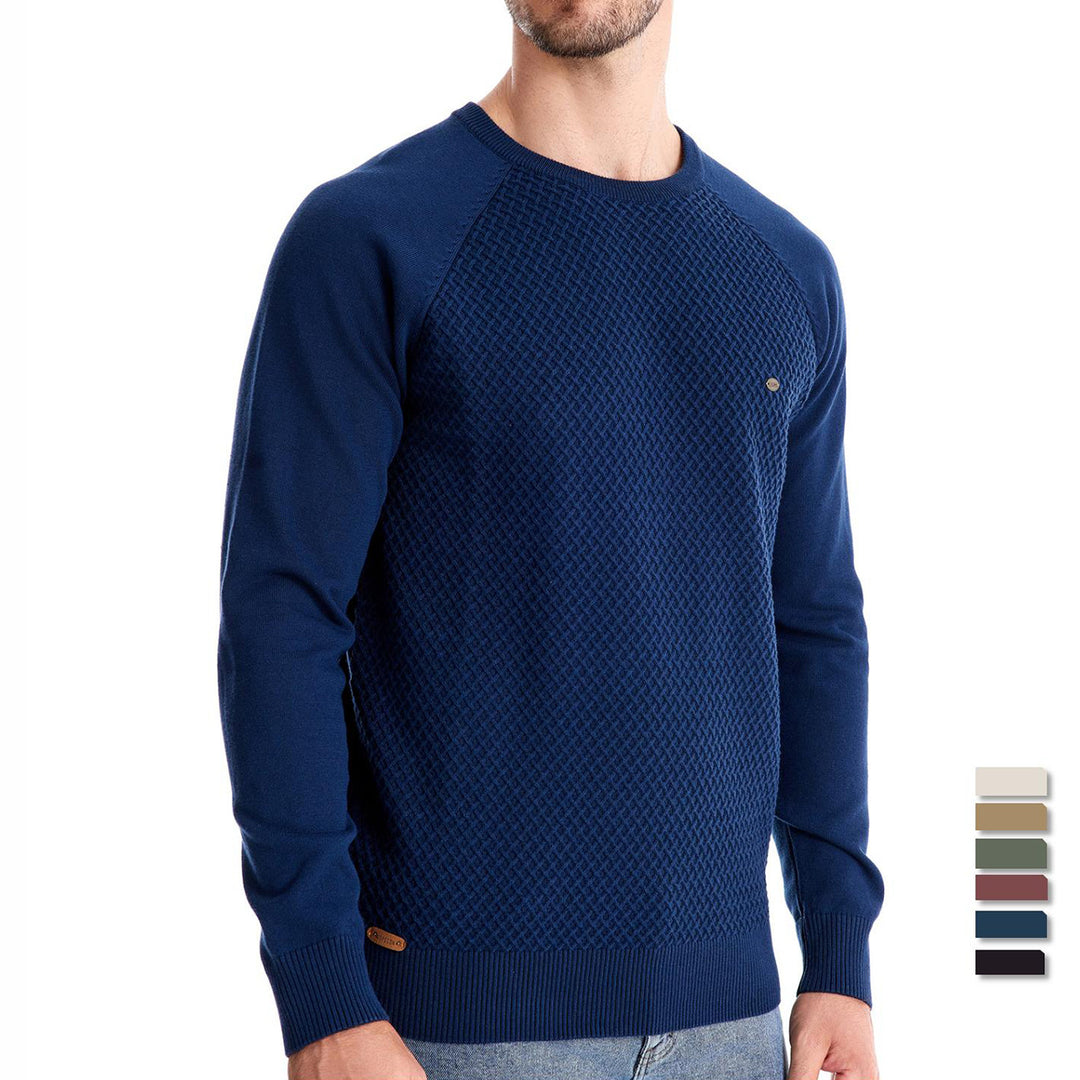 Herren Strickpullover mit modernem Strukturmuster und Rundhalsausschnitt R&B