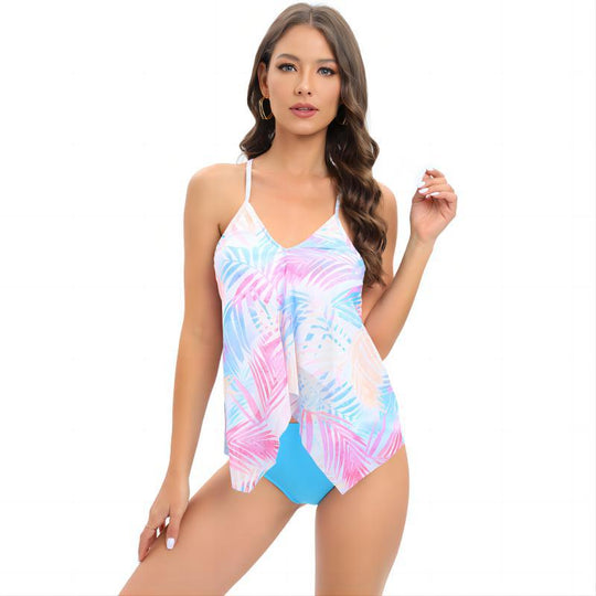 Damen Tankini-Set mit floralem Überrock und verstellbaren Trägern R&B