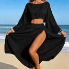 Damen luftiger Strandlook mit weitem Schnitt und hohen Schlitzen R&B