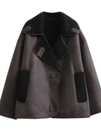 Damen Oversized-Baumwolljacke mit gefüttertem Kragen R&B