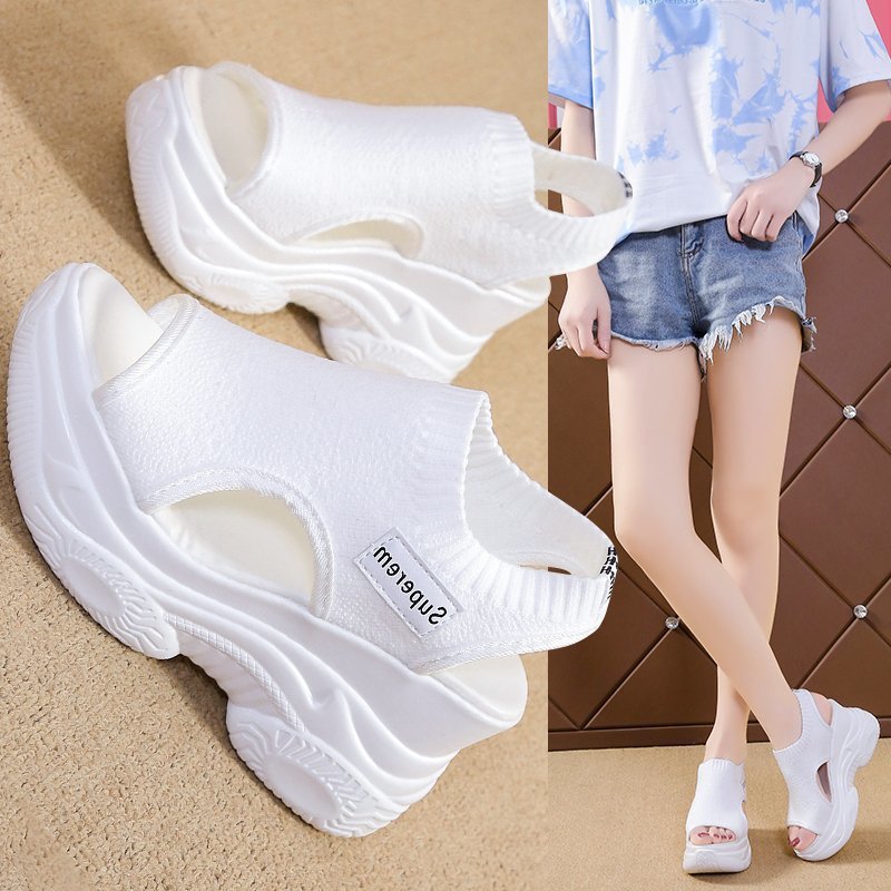 Damen Sportliche Plateau-Sandaletten mit elastischem Obermaterial und modischem Design R&B