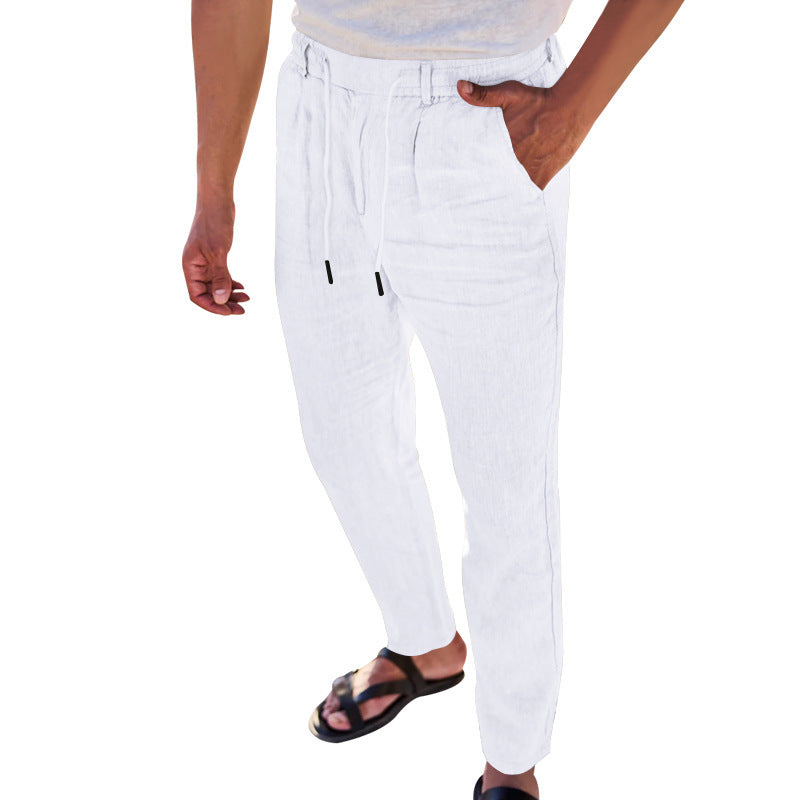 Herren lässige Leinenhose mit elastischem Bund und praktischen Seitentaschen R&B