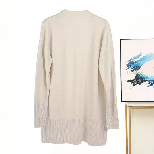 Damen vielseitige Strickjacke mit offenem Frontdesign und praktischen Taschen R&B