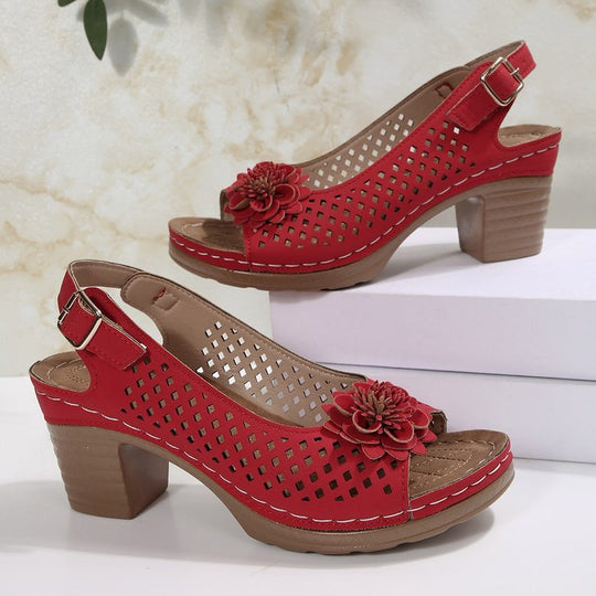 Damen Slingback-Pantoletten mit floralen Details R&B