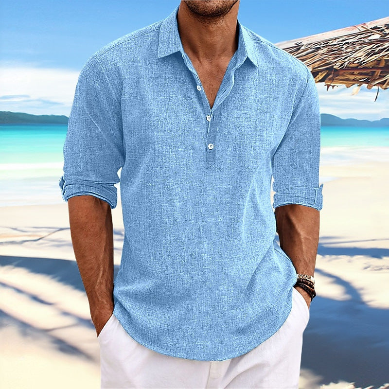 Herren lässiges Leinenhemd R&B