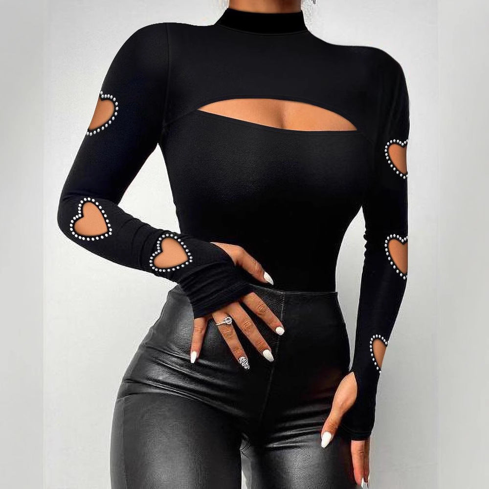Damen Langärmliges Oberteil mit einzigartigem Cut-Out-Design und dekorativen Details R&B