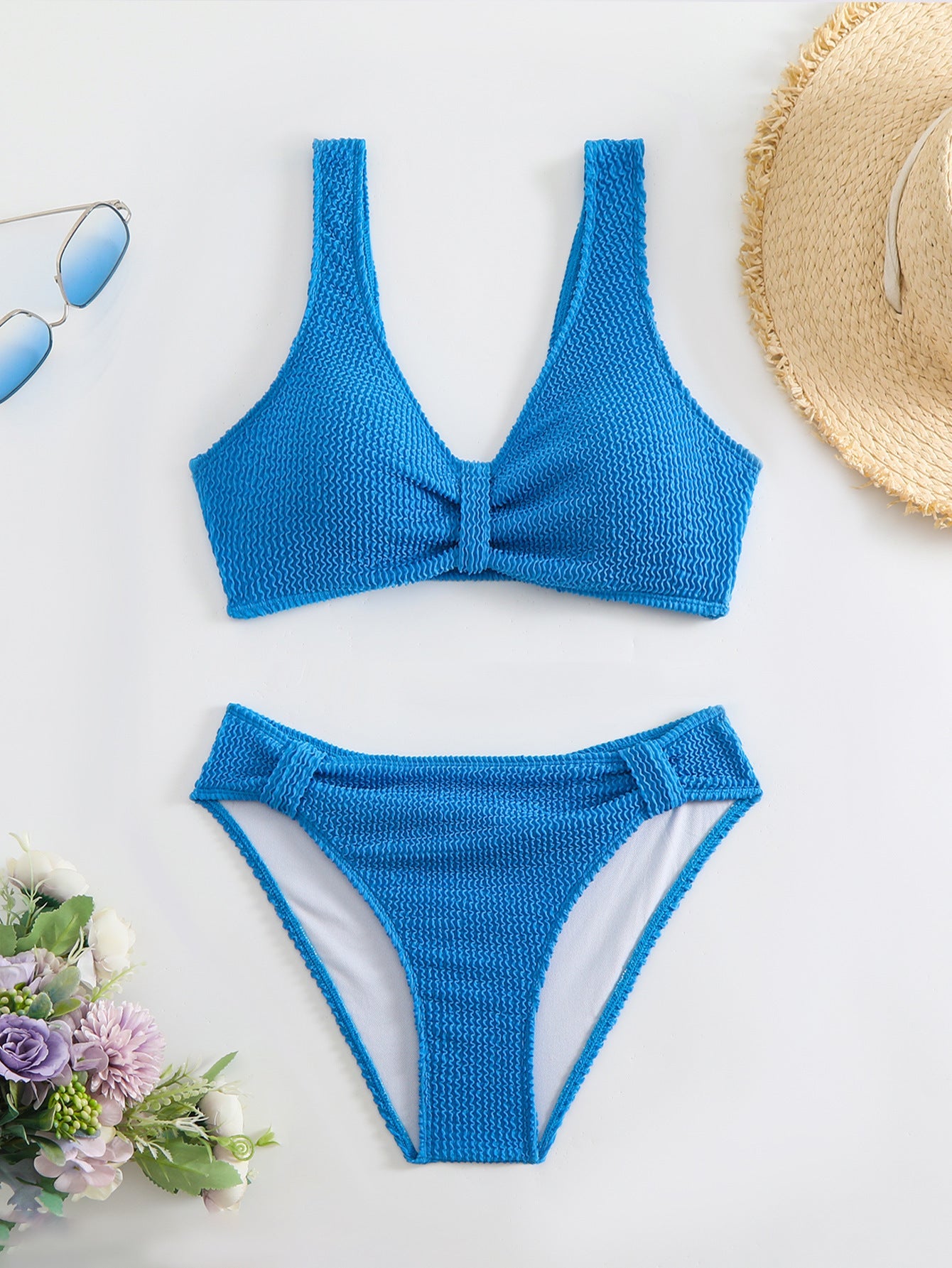 Damen Strandbikini-Set mit stylischem Wellenmuster R&B