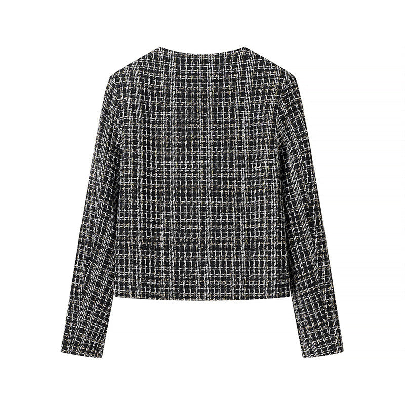 Damen elegante Tweedjacke mit goldenen Knöpfen R&B