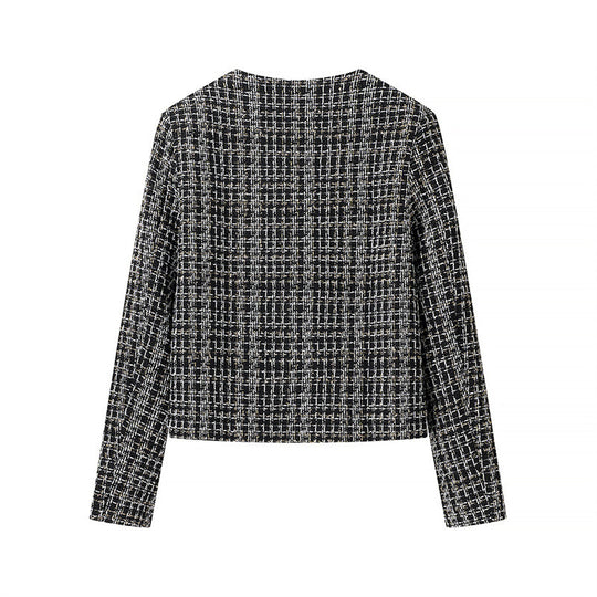 Damen elegante Tweedjacke mit goldenen Knöpfen R&B