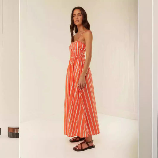 Damen Maxikleid mit elastischem Bund und verspieltem Blumenmuster R&B