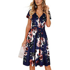 Damen Wickelkleid mit floralen Prints und schlanker Taille R&B