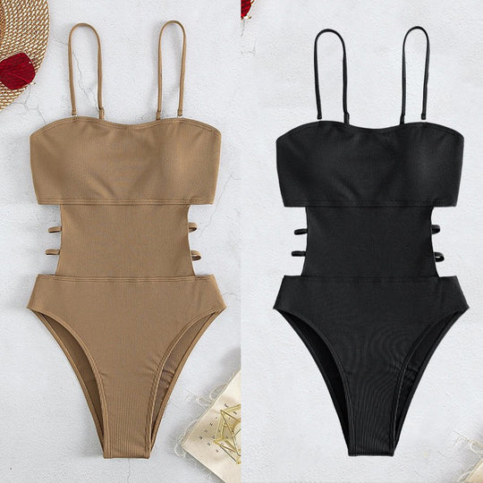 Damen Hochtaillierter Bikini mit elegantem Cut-Out und verstellbaren Trägern R&B