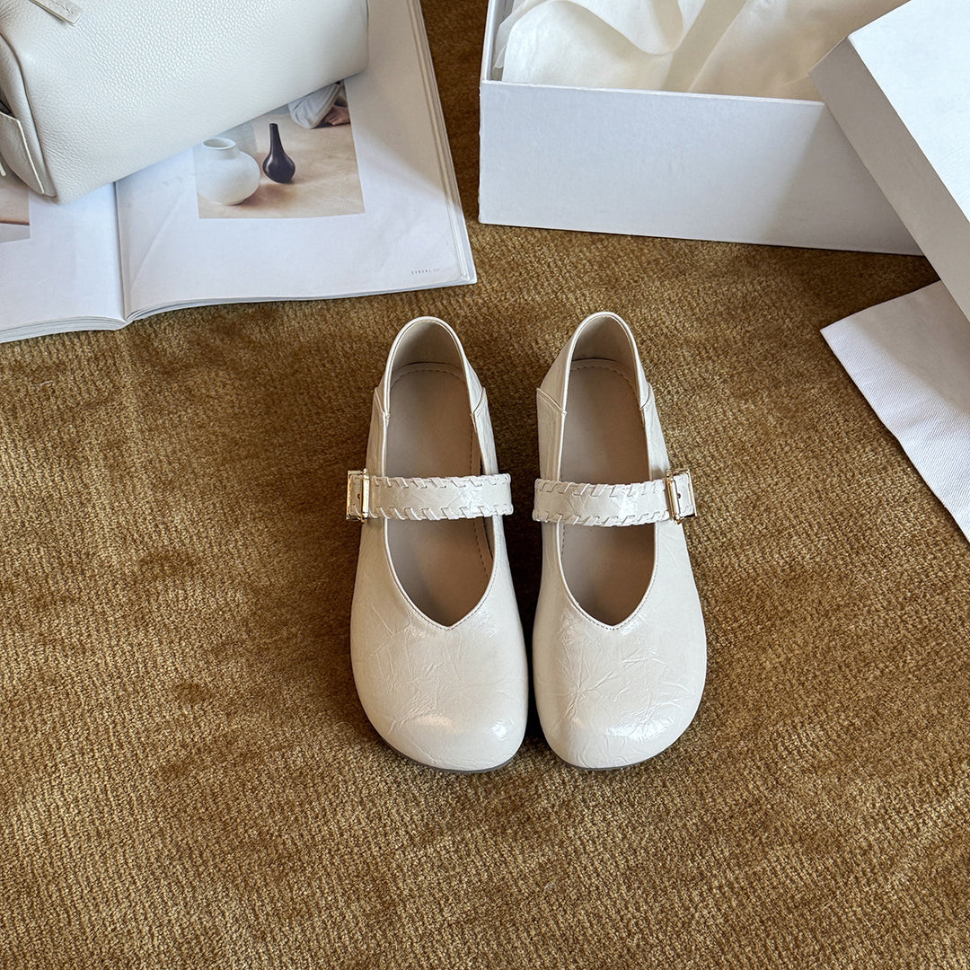 Damen Ballerinas mit modischem Riemchen und glänzender Oberfläche R&B