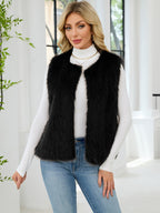 Damen Flauschige Kunstpelzweste mit voluminösem Kragen R&B