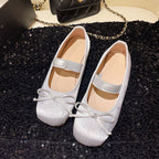 Damen elegante Ballerinas mit verstellbarem Riemen und Schleifenverzierung R&B