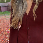 Damen Modischer Strickcardigan mit weitem Ärmel und eleganter Knopfleiste R&B