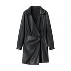 Damen Kunstleder Mantel R&B