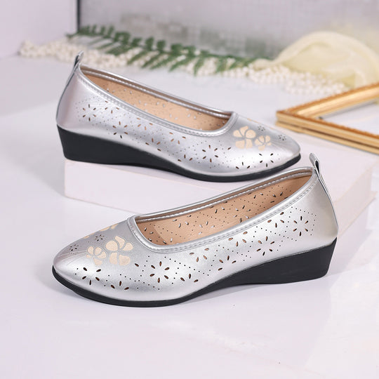 Damen Ballerinas mit eleganter Lochmuster-Applikation und rutschfester Sohle R&B
