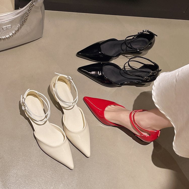 Damen elegante Spitzen Wedge-Pumps mit Doppelschnalle R&B