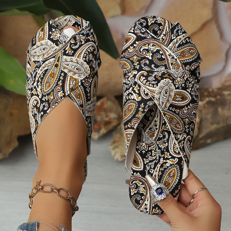 Damen offene Pantolette mit modischem Paisley-Muster R&B