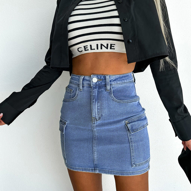 Damen Jeansrock mit praktischen Taschen und figurbetontem Schnitt R&B