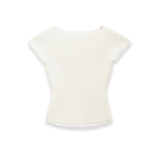 Damen figurbetontes kurzärmliges Shirt mit Rippstruktur R&B