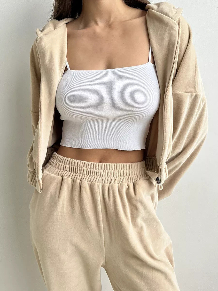 Damen trendige Veloursjacke mit weiten Ärmeln und Bund R&B