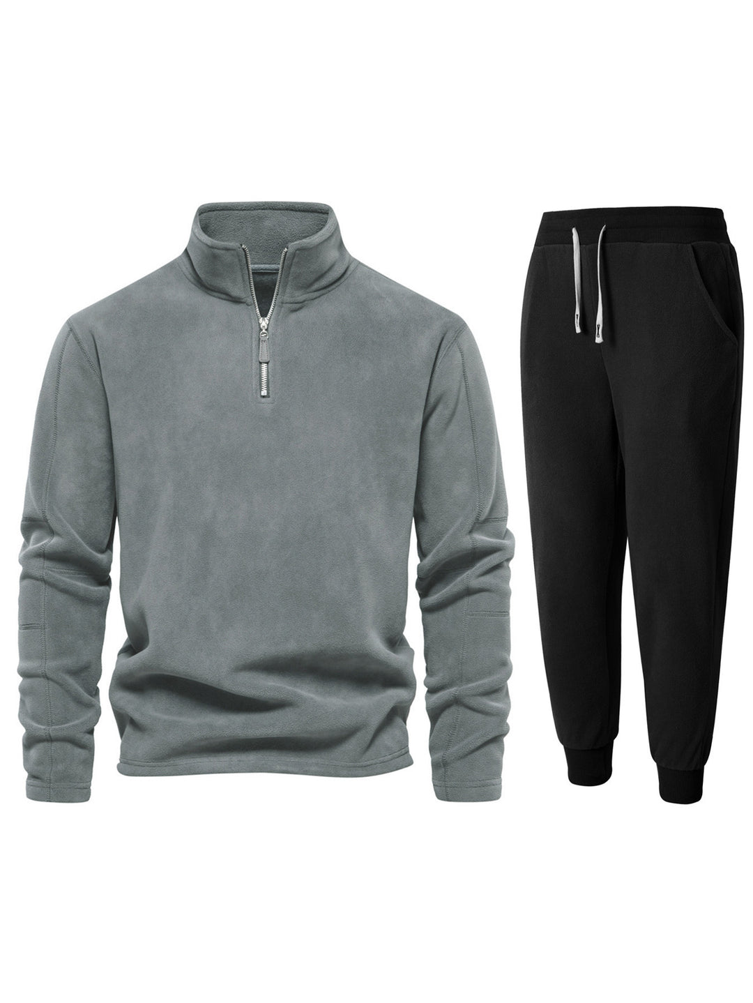 Herren Fleece-Oberteil mit kurzer Reißverschluss und bequemen Jogginghosen R&B