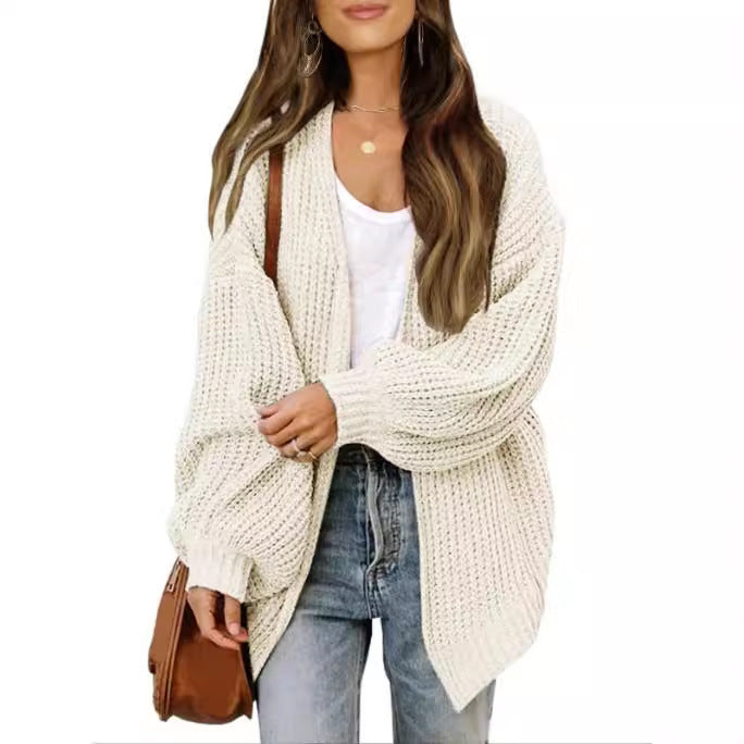 Damen Grobstrickjacke mit überschnittenen Schultern und lässigem Schnitt R&B