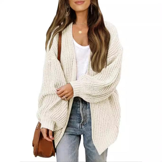 Damen Grobstrickjacke mit überschnittenen Schultern und lässigem Schnitt R&B