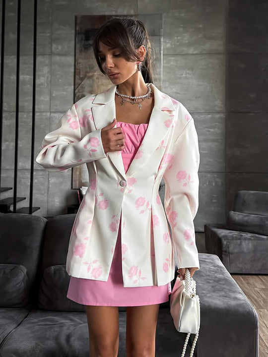 Damen elegante Blazerjacke mit floralem Design R&B