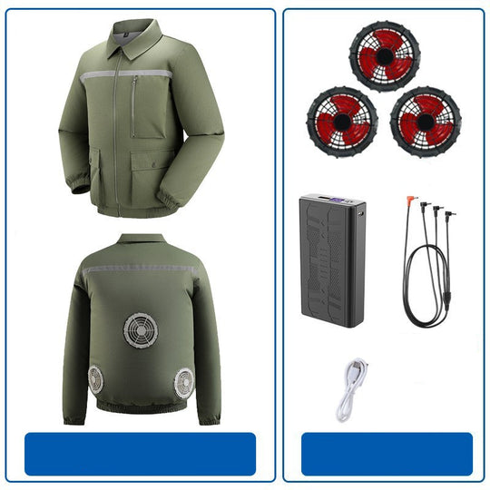 Herren nan belüftete Arbeitsjacke mit integrierten Lüftern, USB-Stromanschluss und reflektierenden Einsätzen R&B
