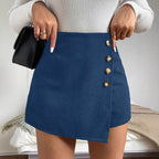 Damen Figure-hugging Minirock mit Knopfdetails und Rippstruktur R&B