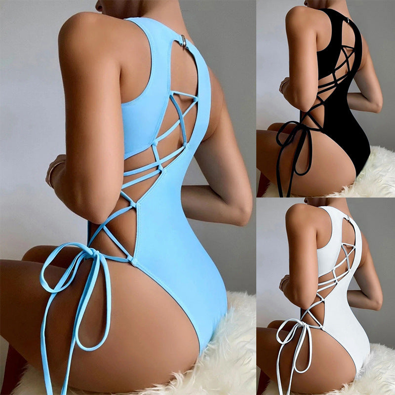Damen Sportlicher Einteiler Badeanzug mit raffinierten Cut-Out-Details