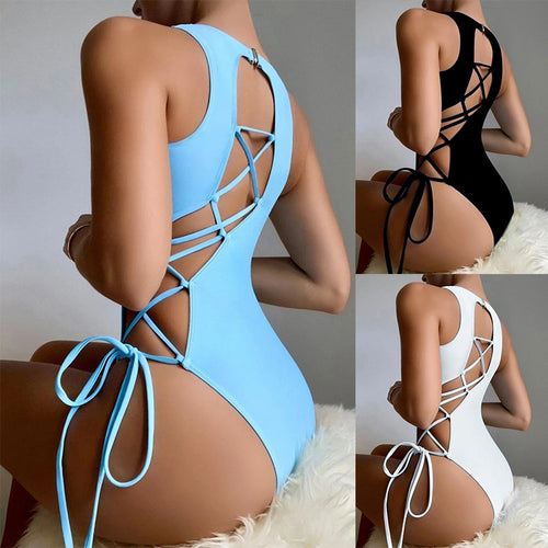 Damen Sportlicher Einteiler Badeanzug mit raffinierten Cut-Out-Details R&B
