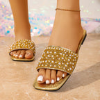 Damen Glitzernde Slides mit Perlenbesatz und luxuriösem Design R&B