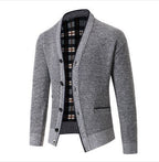 Herren eleganter Strickcardigan mit Karomuster R&B
