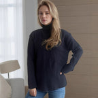 Damen Pullover mit hohem Kragen und asymmetrischem Saum R&B